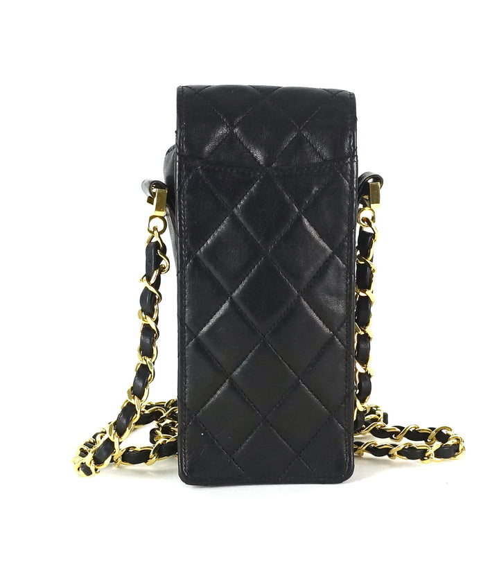 lambskin leather phone holder bag