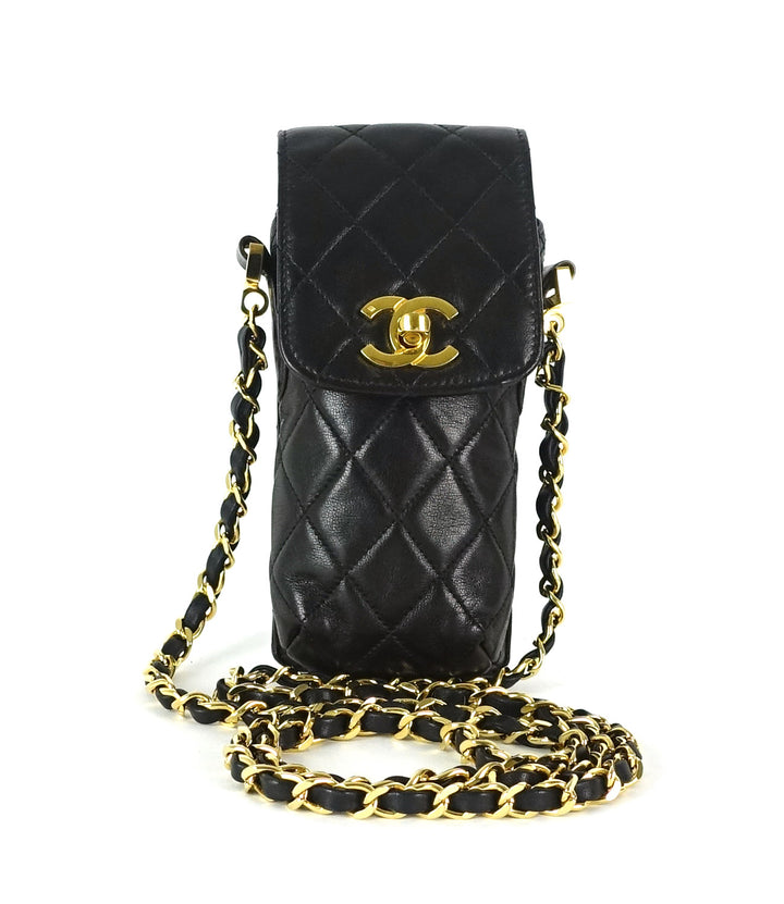 lambskin leather phone holder bag