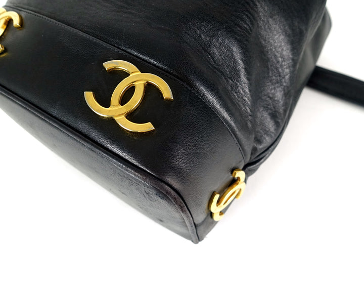 lambskin leather bucket bag