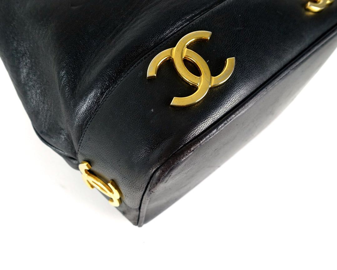 lambskin leather bucket bag