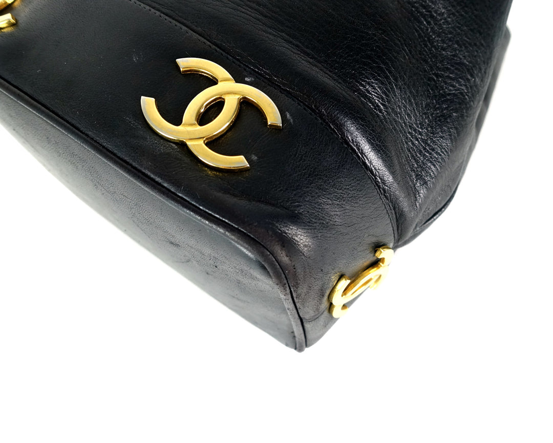 lambskin leather bucket bag