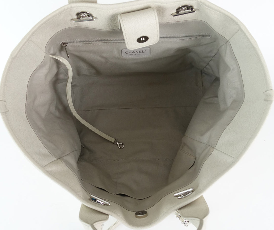 deauville glazed calfskin leather large tote bag