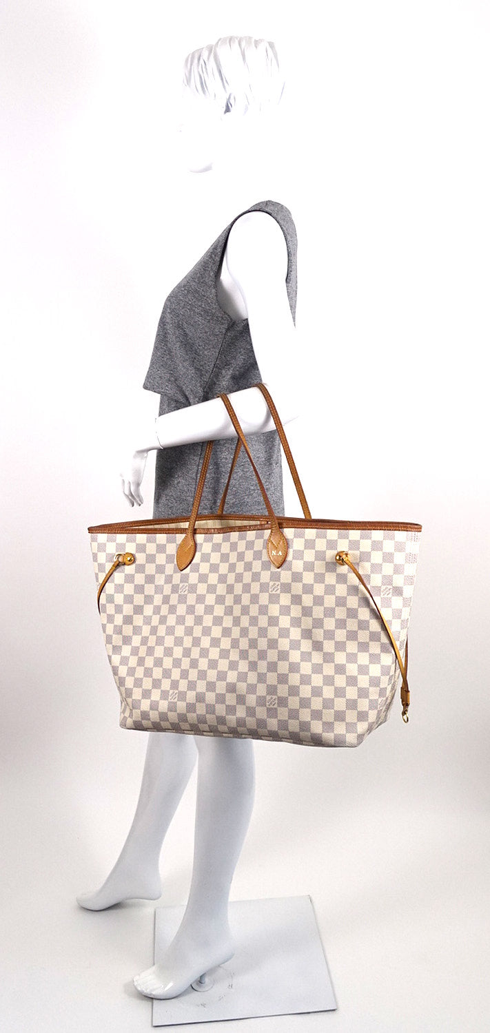 neverfull gm damier azur canvas tote bag with pouch