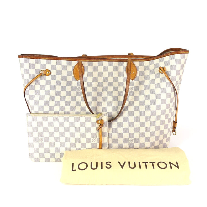 neverfull gm damier azur canvas tote bag with pouch