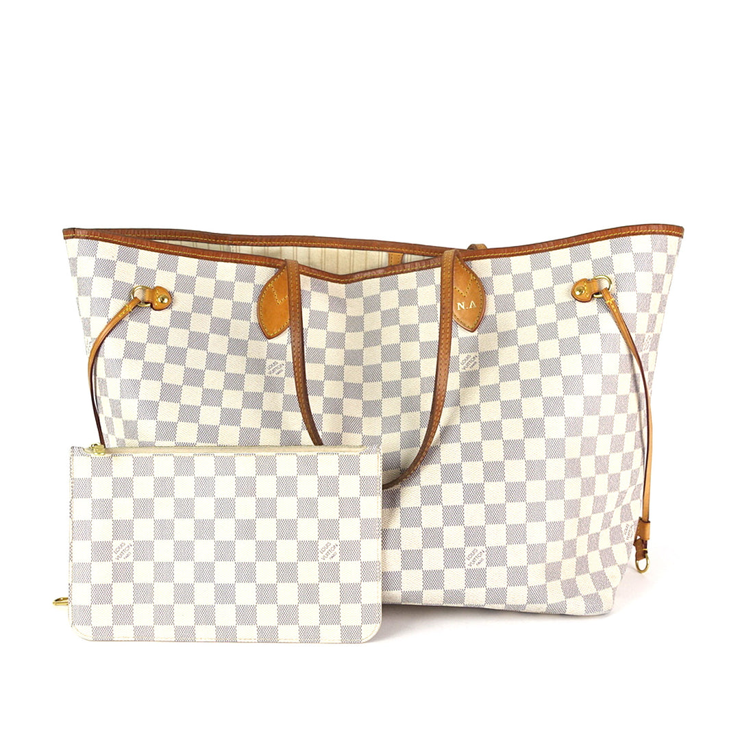 neverfull gm damier azur canvas tote bag with pouch