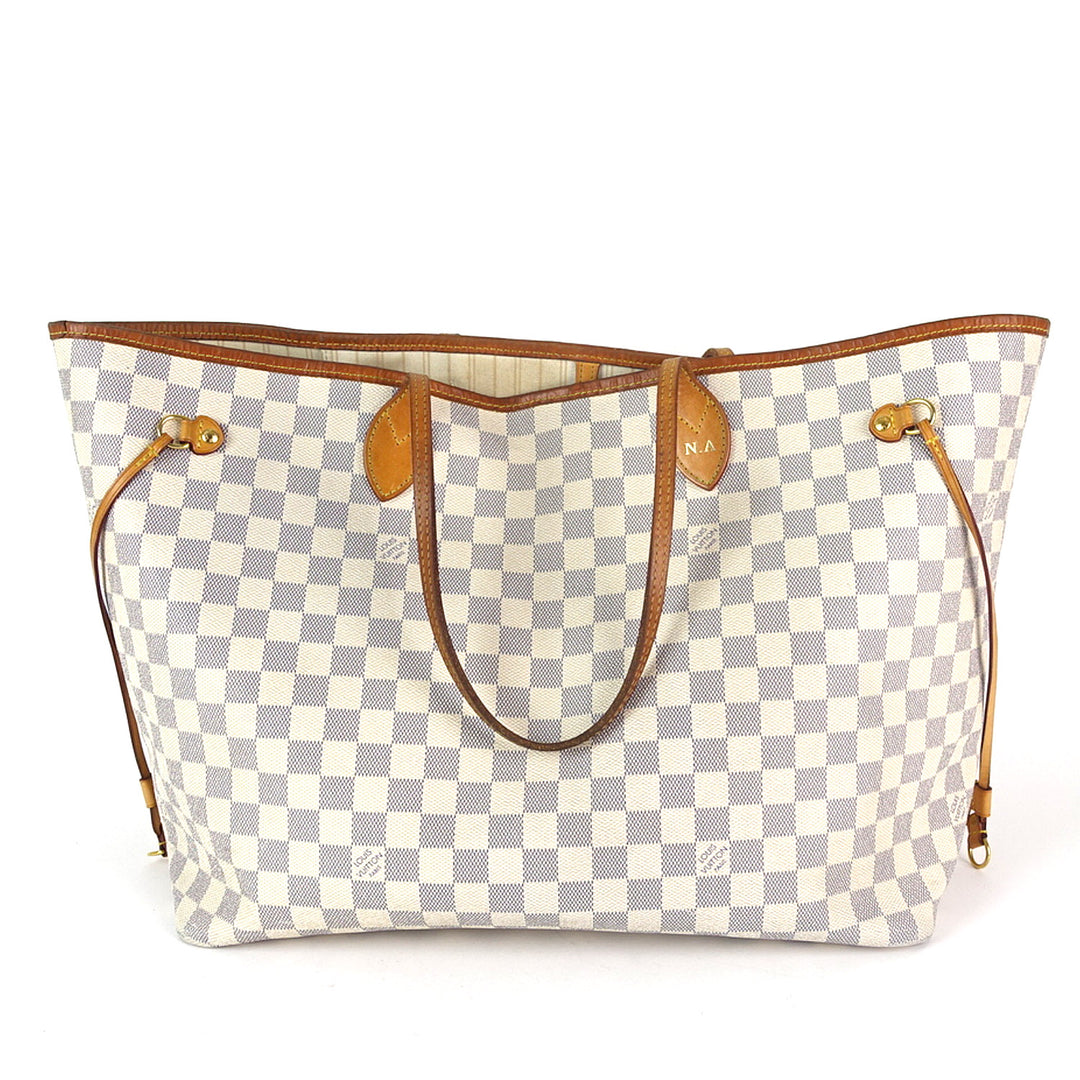 neverfull gm damier azur canvas tote bag with pouch