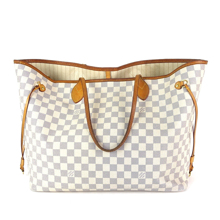 neverfull gm damier azur canvas tote bag with pouch