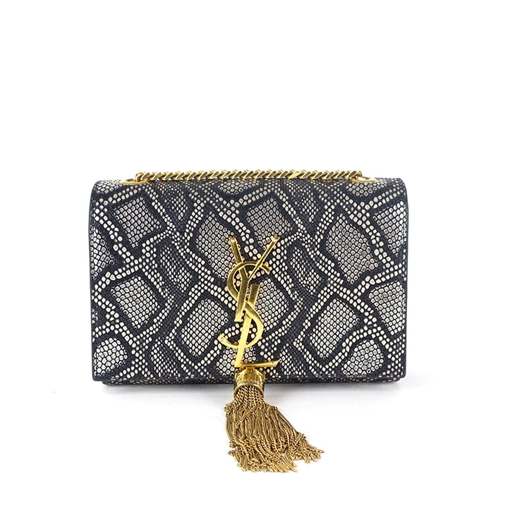 snakeskin print calf leather bag