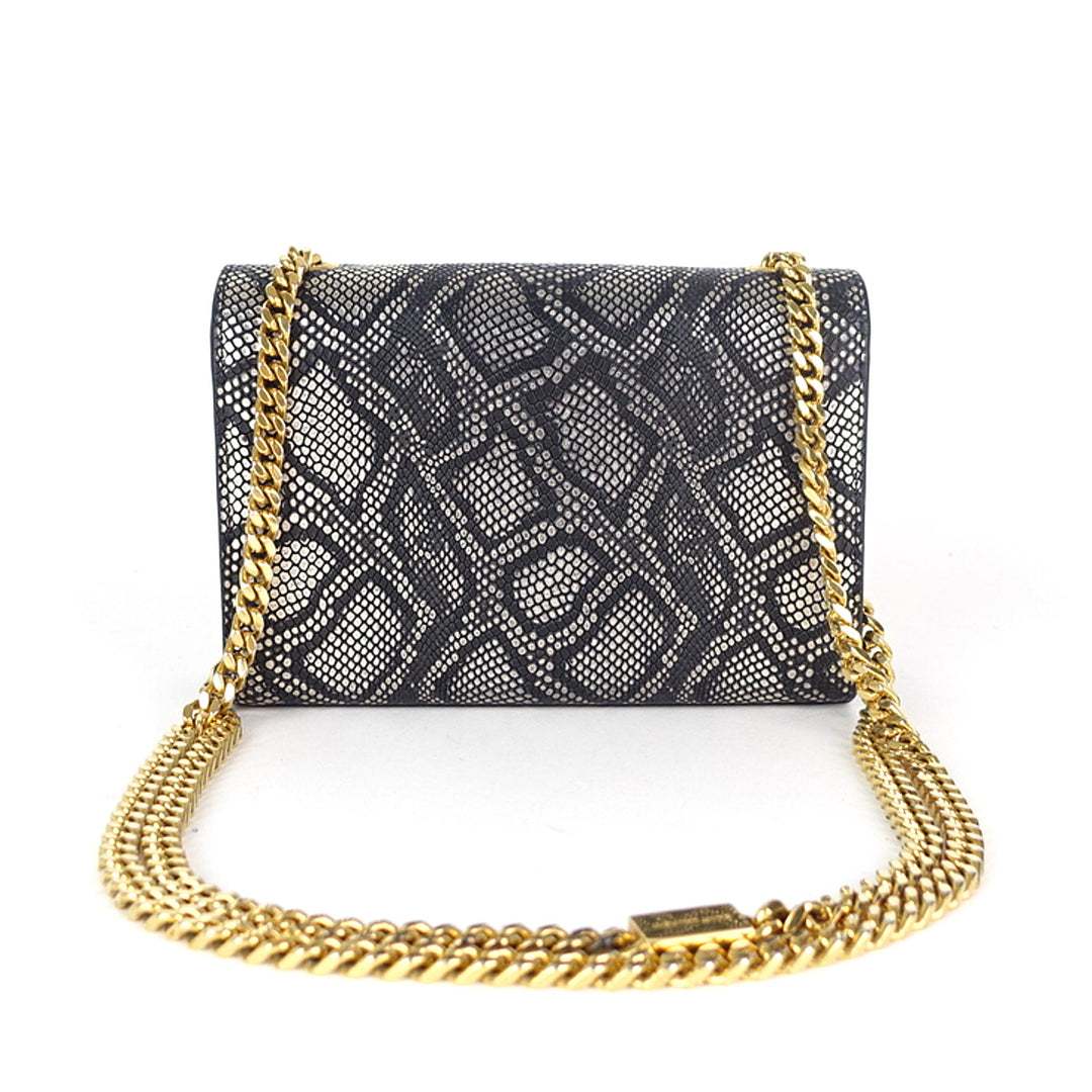 snakeskin print calf leather bag