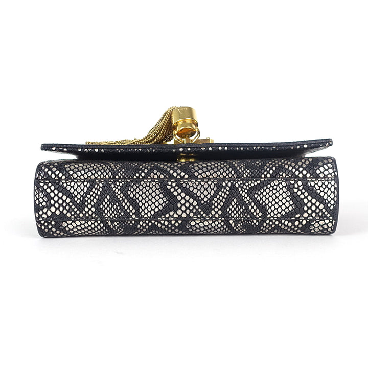 snakeskin print calf leather bag