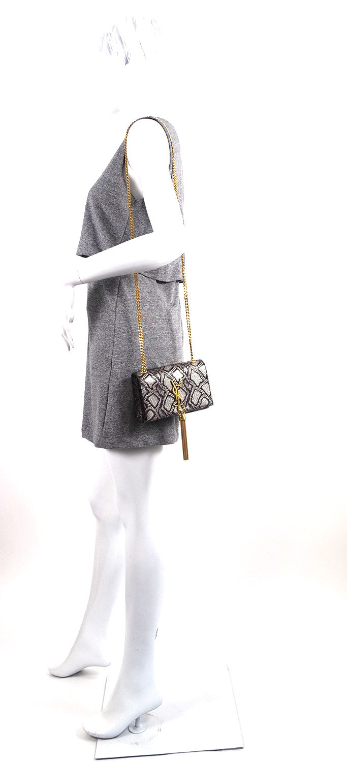 snakeskin print calf leather bag