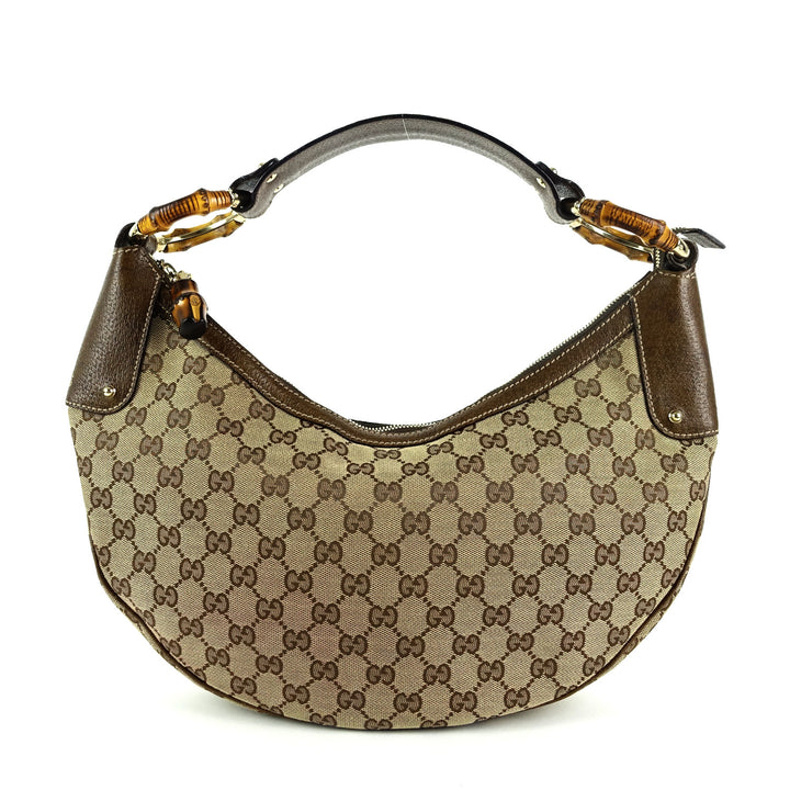 monogram canvas bamboo rings hobo bag