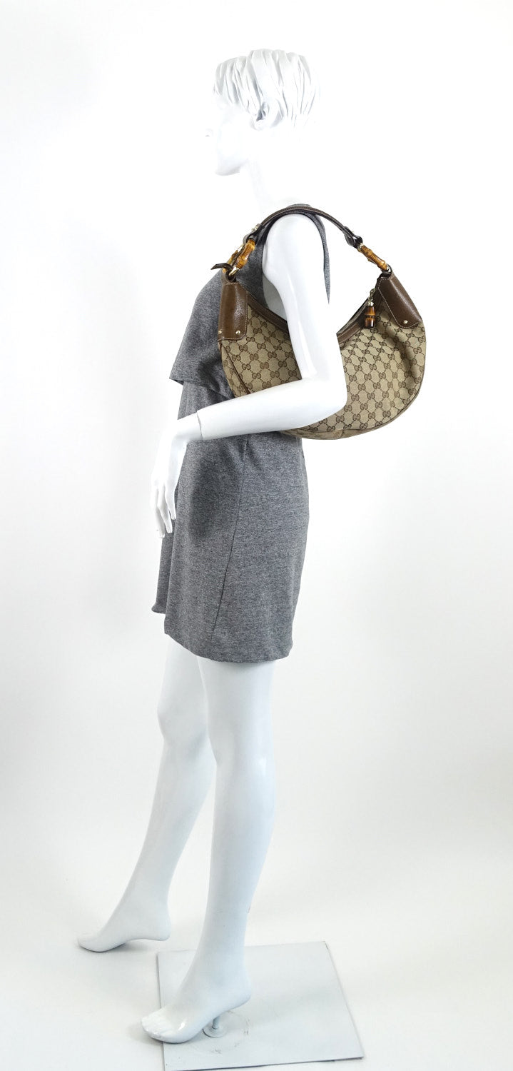 monogram canvas bamboo rings hobo bag