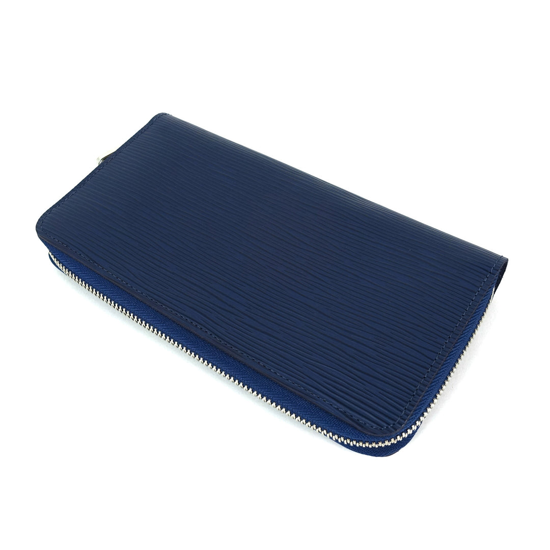 zippy navy blue epi leather wallet
