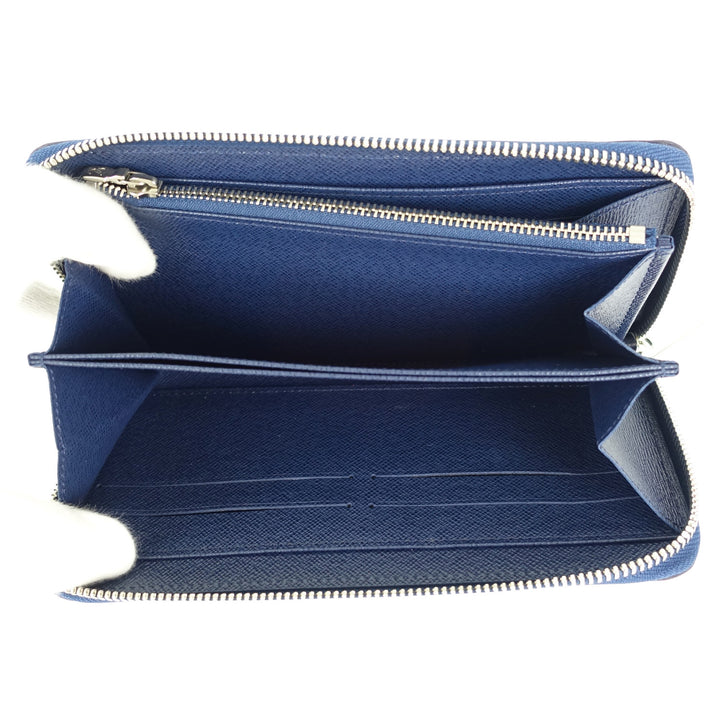 zippy navy blue epi leather wallet