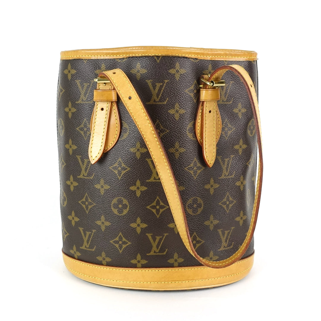 bucket pm monogram canvas shoulder bag with pouch