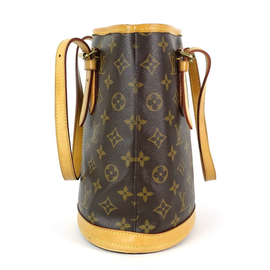 bucket pm monogram canvas shoulder bag with pouch