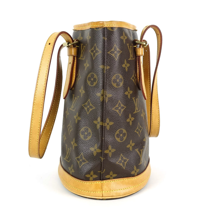 bucket pm monogram canvas shoulder bag with pouch