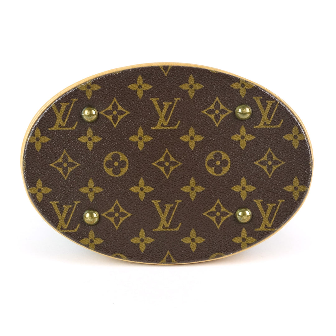 bucket pm monogram canvas shoulder bag with pouch