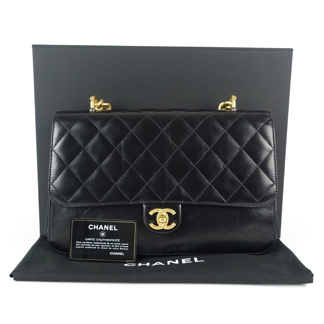 straight line calfskin leather flap bag