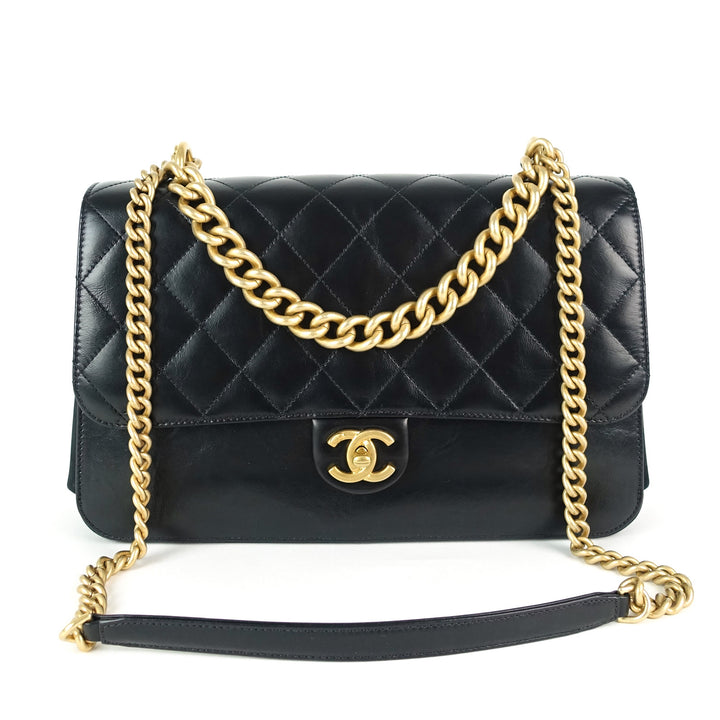straight line calfskin leather flap bag
