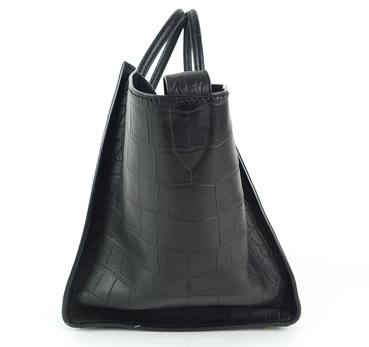 phantom crocodile embossed calf leather medium bag