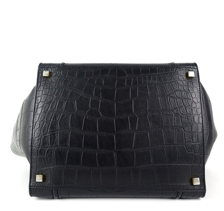 phantom crocodile embossed calf leather medium bag