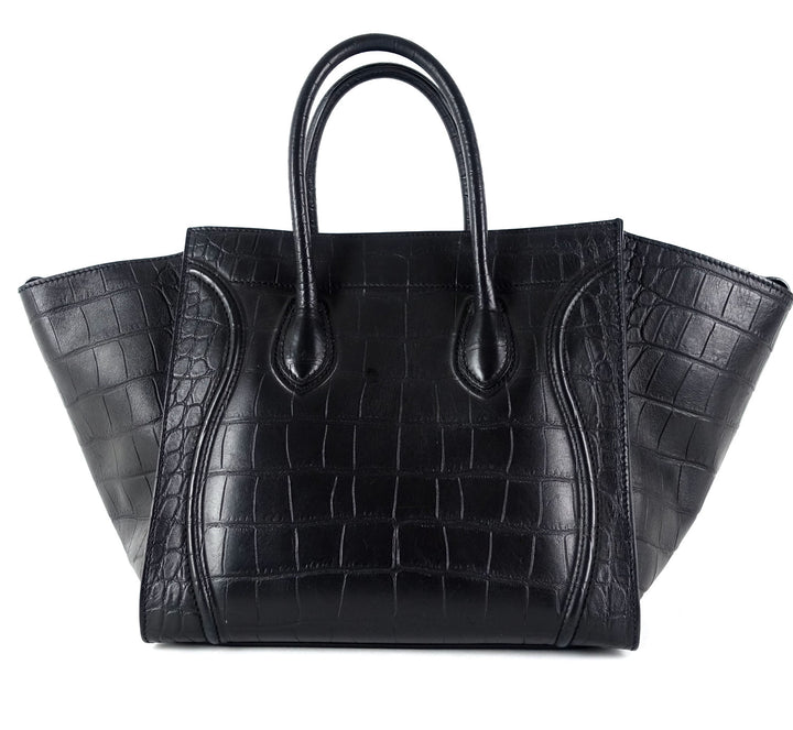 phantom crocodile embossed calf leather medium bag