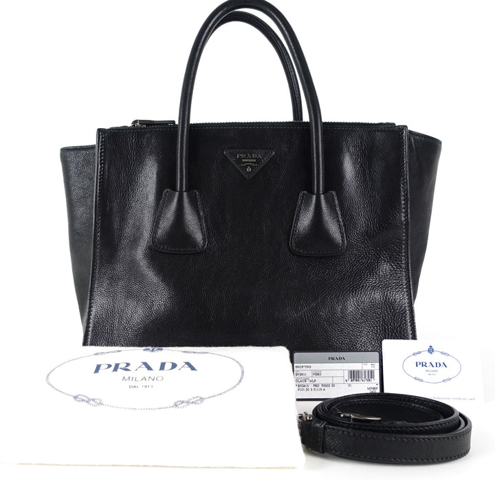 glazed calf leather twin pocket bag