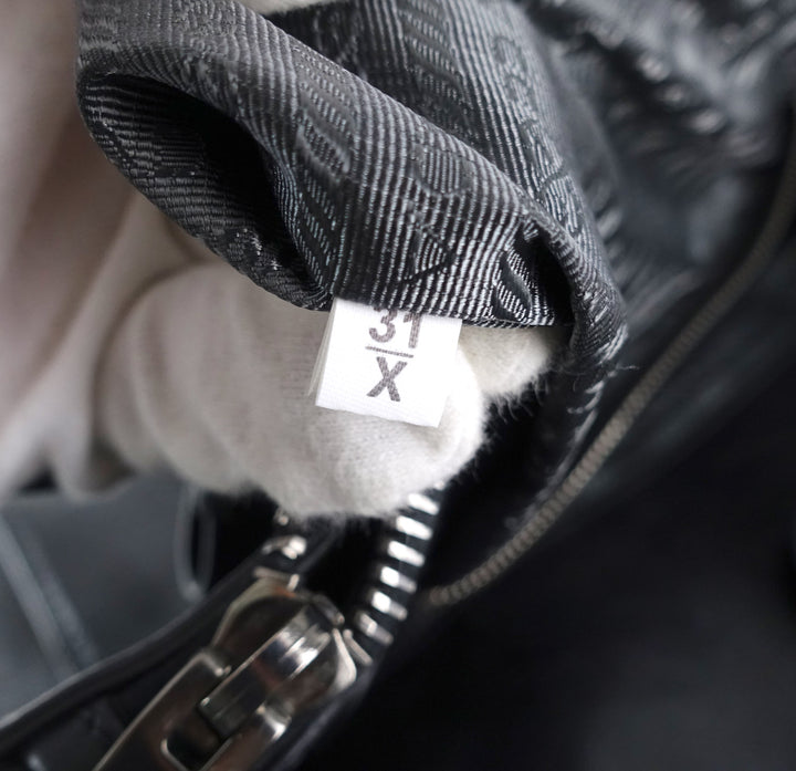 glazed calf leather twin pocket bag