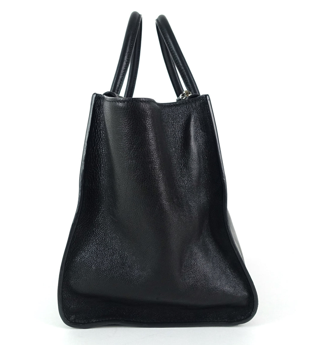 glazed calf leather twin pocket bag