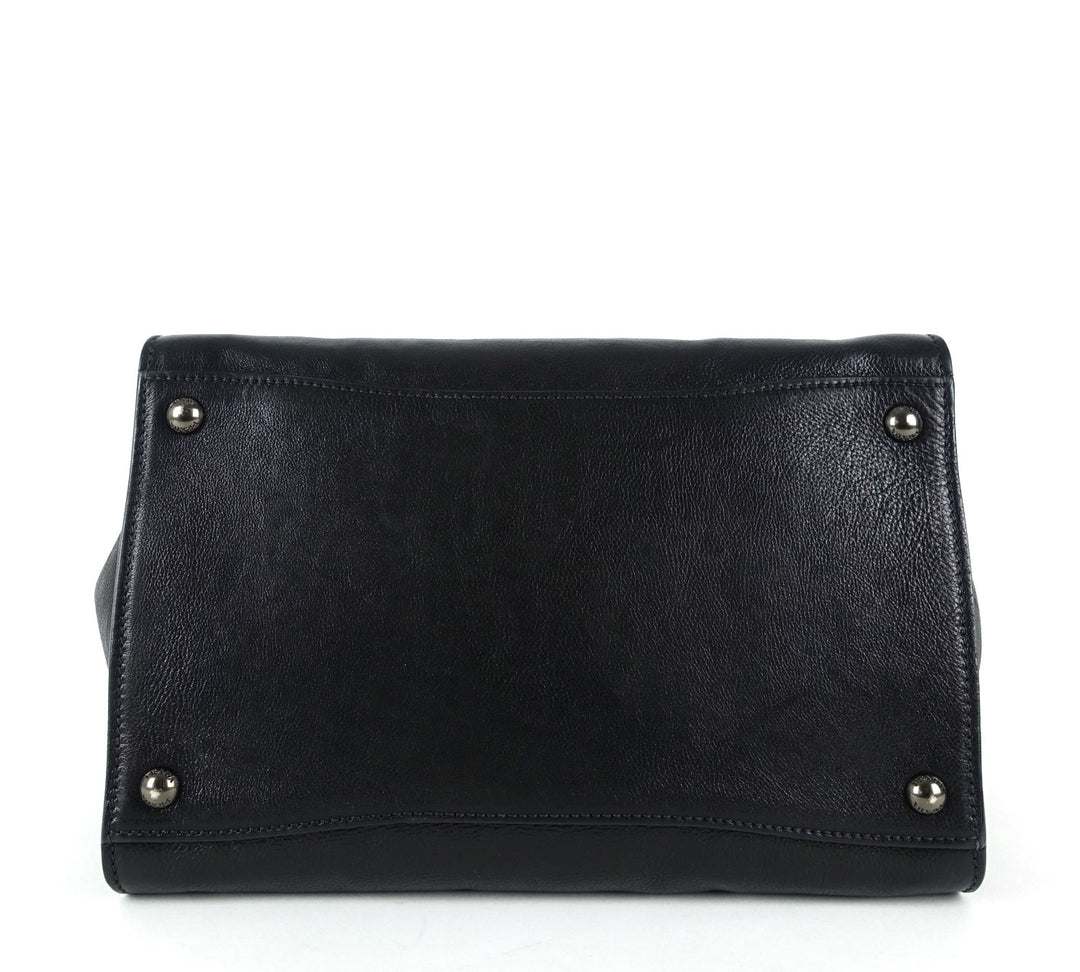 glazed calf leather twin pocket bag