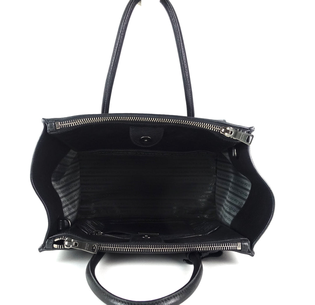 glazed calf leather twin pocket bag