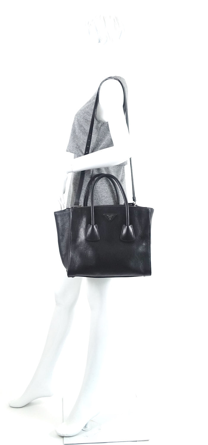 glazed calf leather twin pocket bag