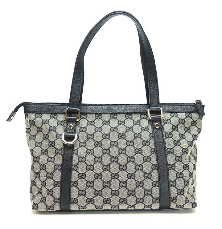 abbey monogram canvas zip tote bag