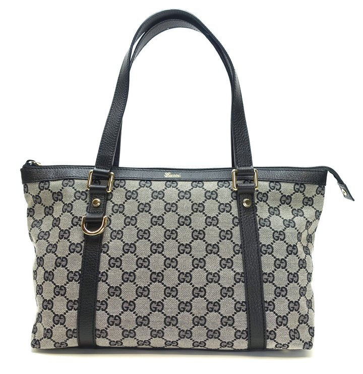abbey monogram canvas zip tote bag