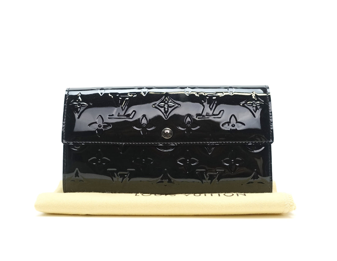sarah monogram vernis leather wallet