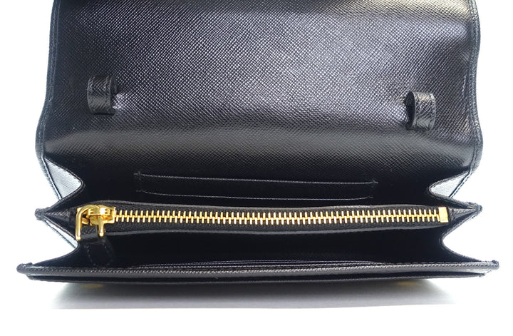 lux bow wallet on a chain saffiano leather bag