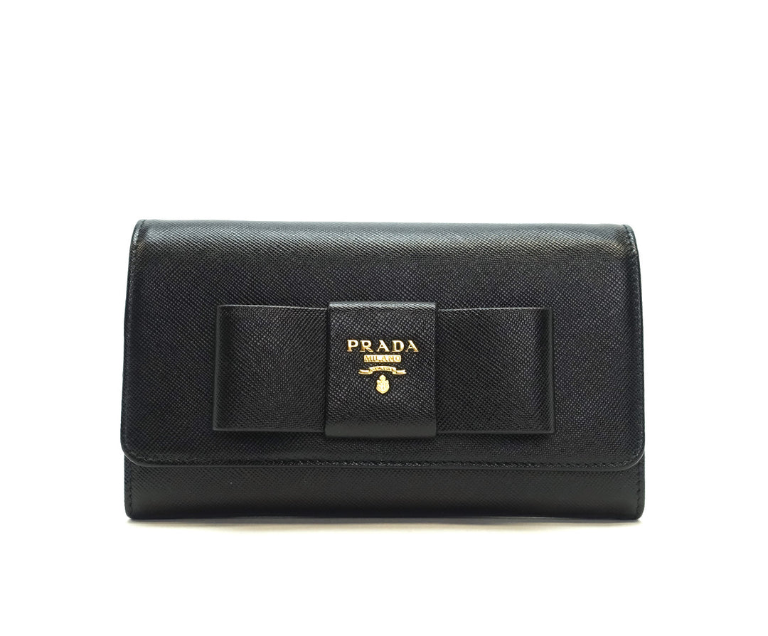 lux bow wallet on a chain saffiano leather bag