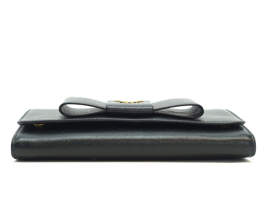 lux bow wallet on a chain saffiano leather bag