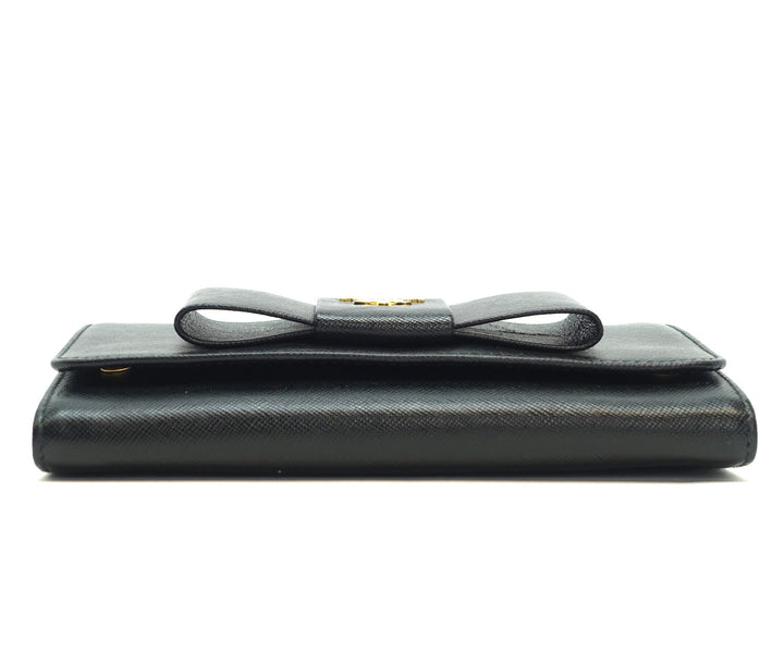 lux bow wallet on a chain saffiano leather bag