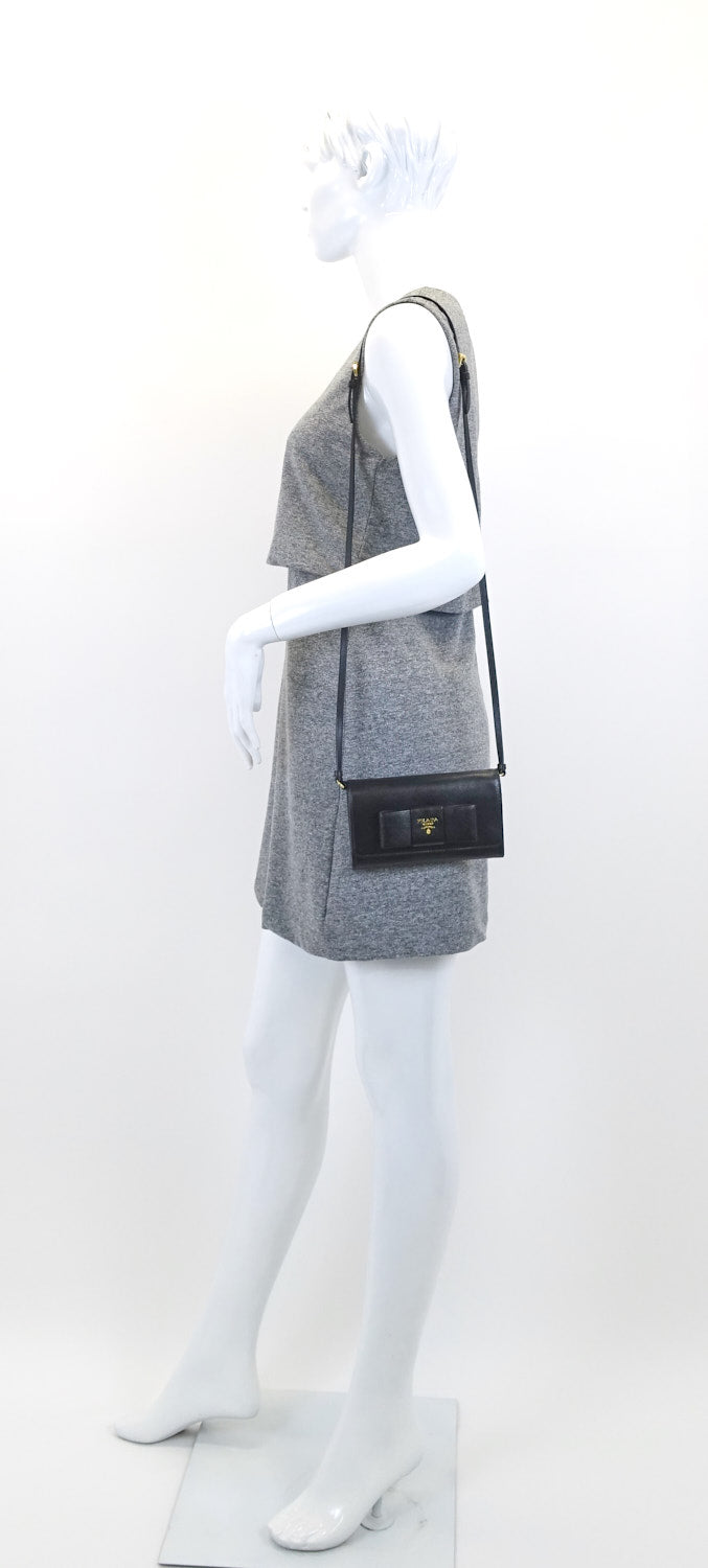 lux bow wallet on a chain saffiano leather bag