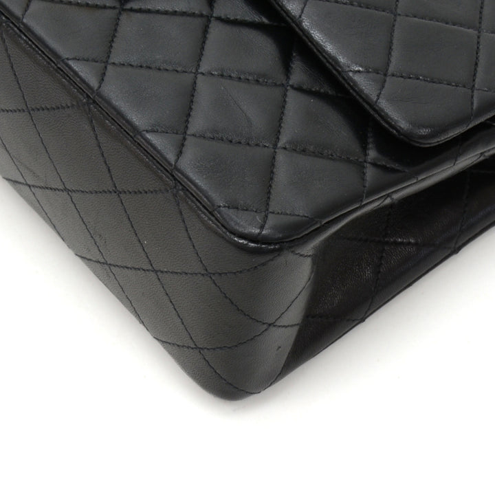 10" lambskin leather double flap shoulder bag
