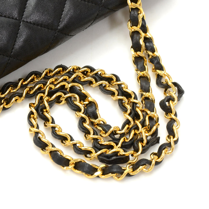 lambskin leather double flap shoulder bag - paris limited edition