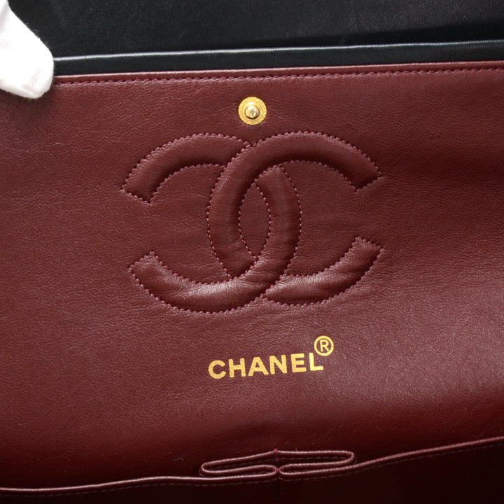 10" lambskin leather double flap shoulder bag
