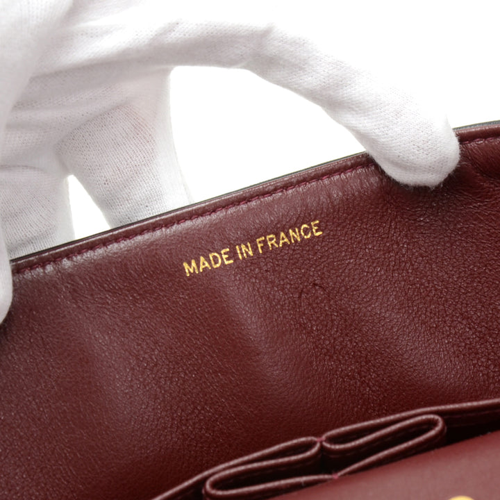 10" lambskin leather double flap shoulder bag
