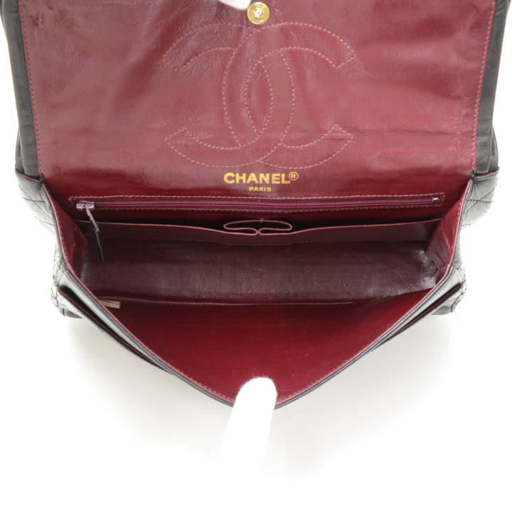 paris limited edition lambskin leather double flap shoulder bag