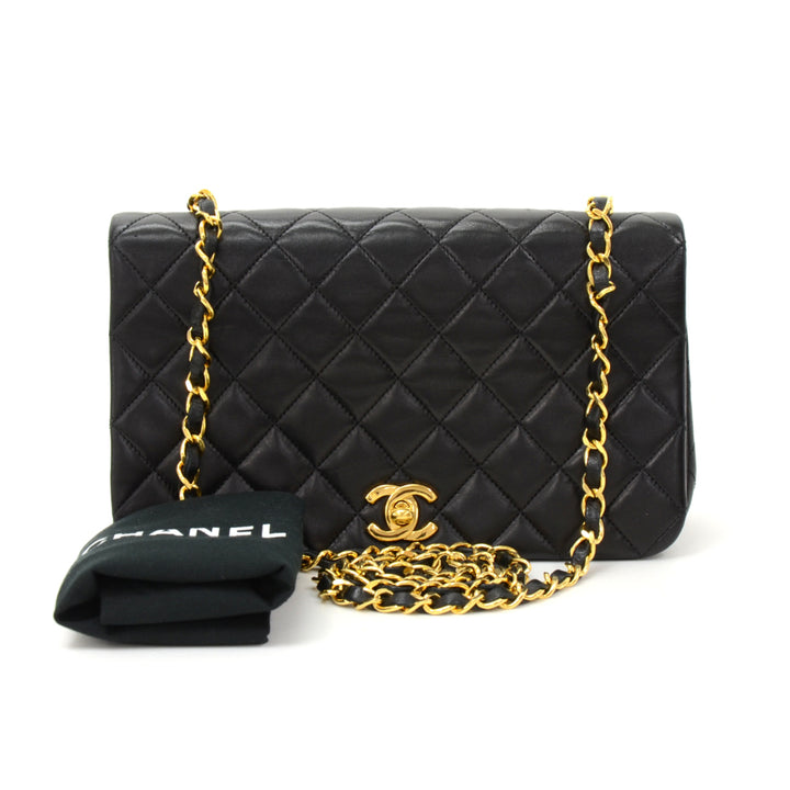 classic lambskin leather single flap shoulder bag