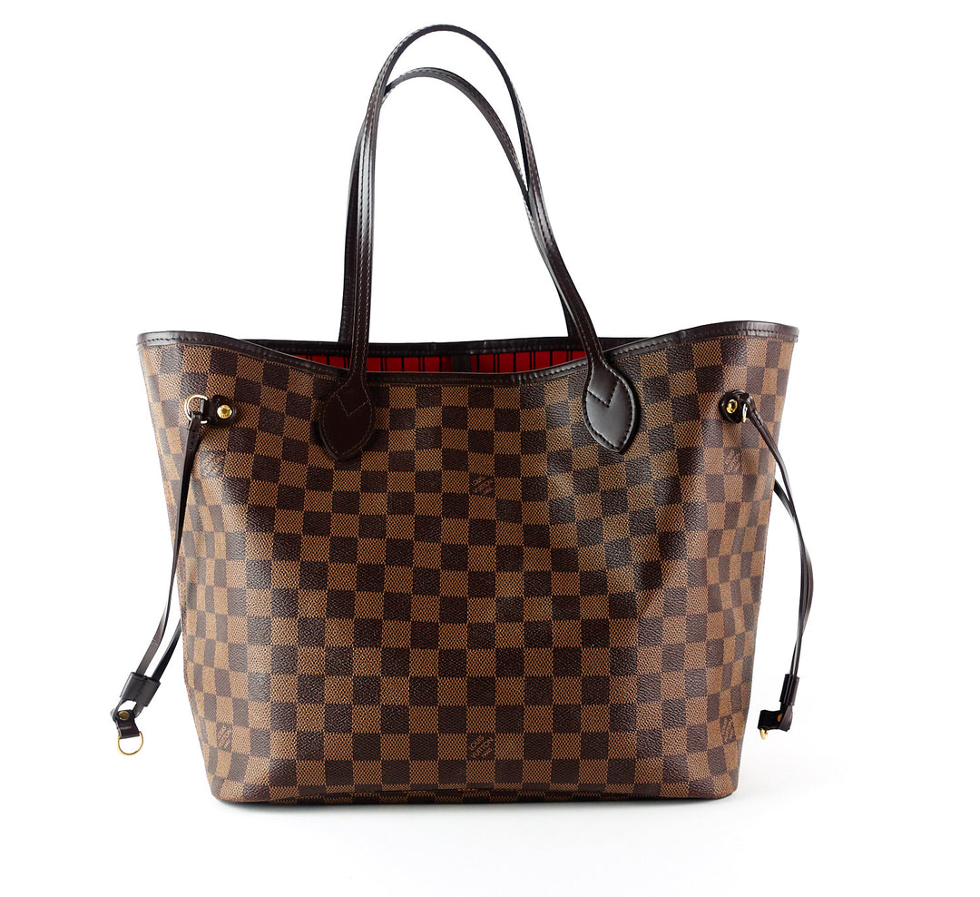 neverfull mm damier ebène canvas tote bag with pouch