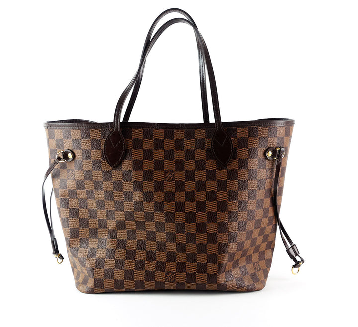 neverfull mm damier ebène canvas tote bag with pouch